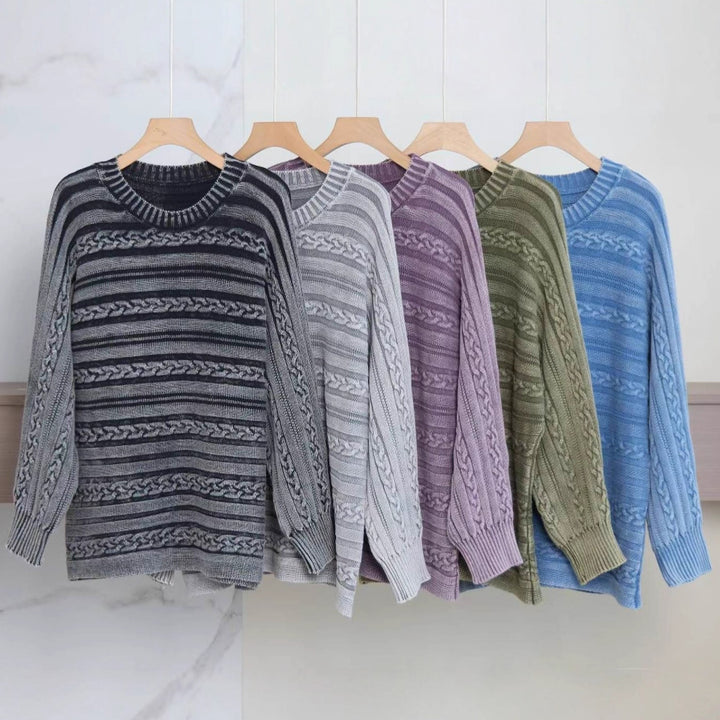 Damen Grobstrickpullover mit modischem Zopfmuster und lässigem Schnitt Drune