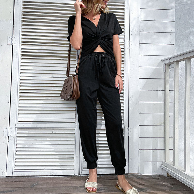 Damen Jumpsuit mit modischem Knoten-Detail und elastischem Bund Drune