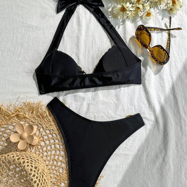 Damen Bikini-Set mit stilvollem Leopardenmuster und verstellbarem Trägersystem Drune