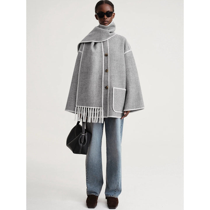 Damen elegante und vielseitige Wolle Poncho Drune