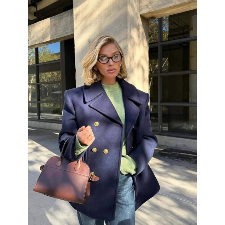 Damen Wollmantel mit doppeltem Knopfverschluss und elegance Schnitt Drune
