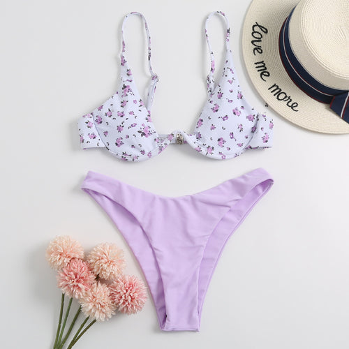 Damen Cup-Bikini-Set mit floralem Design Drune