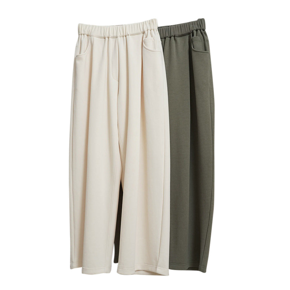 Damen Weite High‑Waist Palazzo‑Loungehose mit elastischem Bund Drune