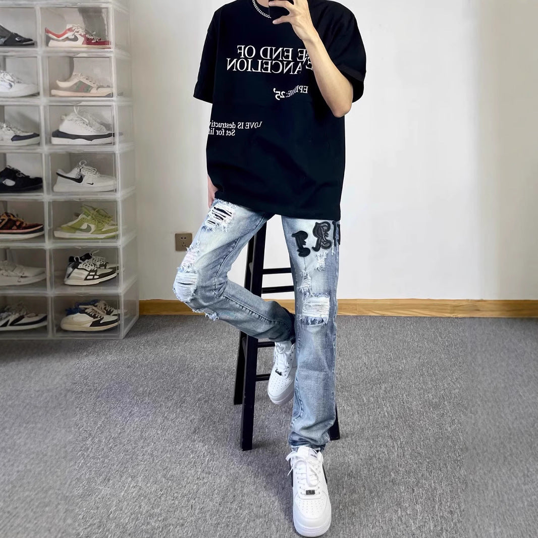 Herren Modische Ripped Jeans im Vintage-Stil Drune
