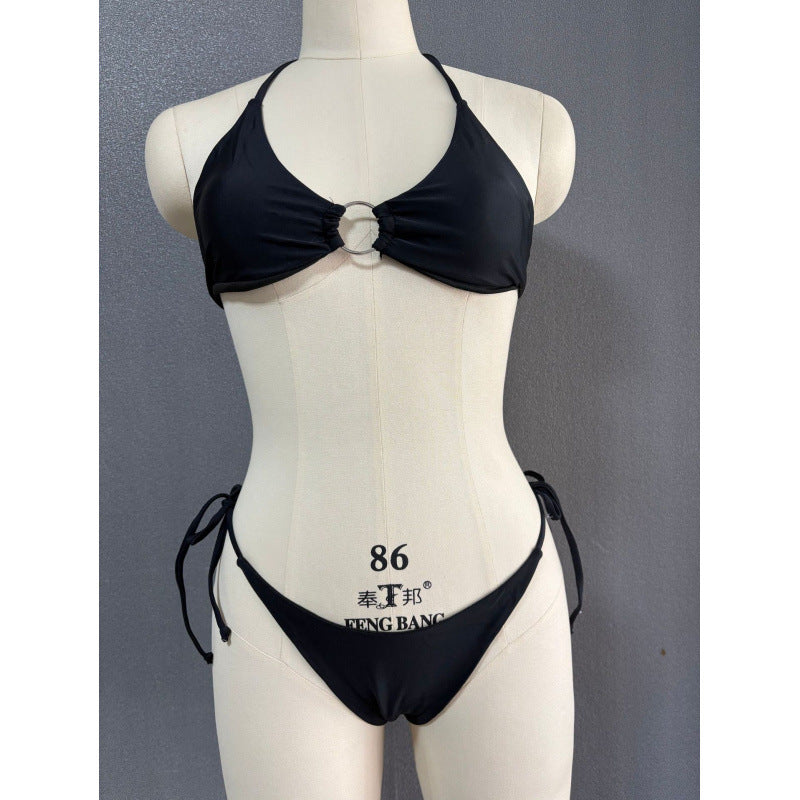 Damen Triangel-Bikini mit Ringdetail und verstellbaren Bändern Drune