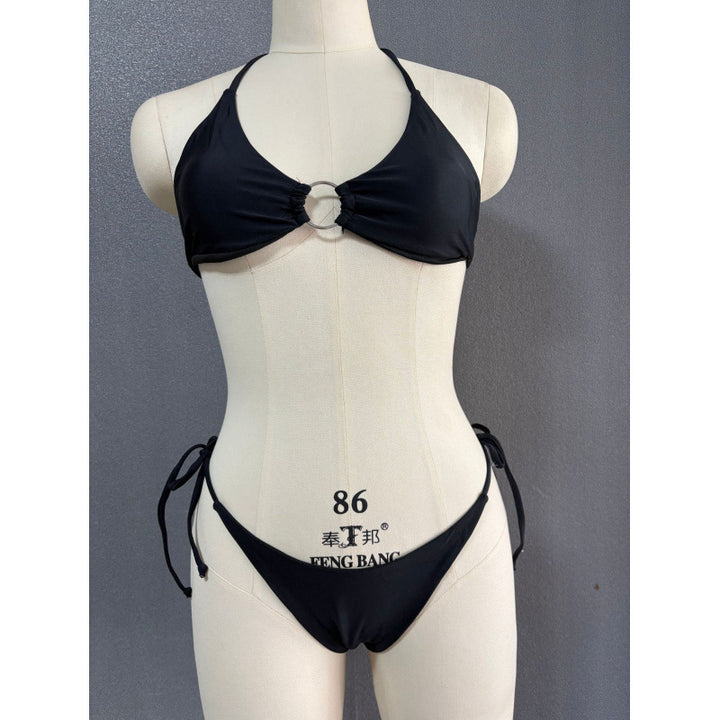 Damen Triangel-Bikini mit Ringdetail und verstellbaren Bändern Drune