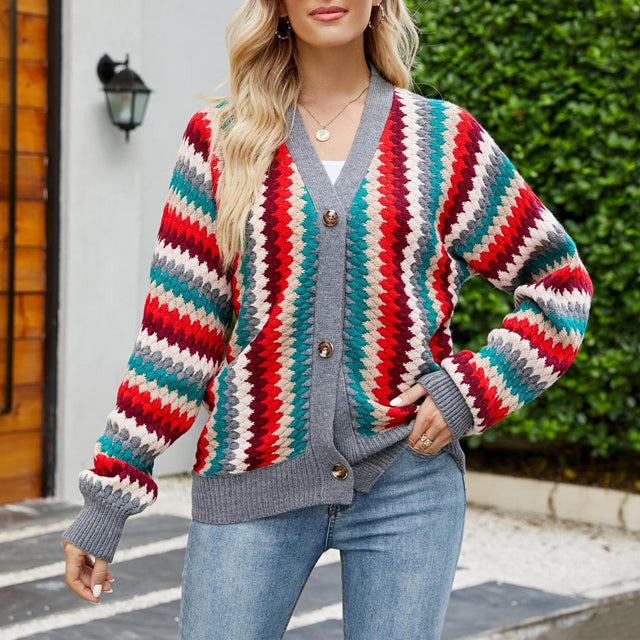 Drune | Bunter Strickstrickjacke