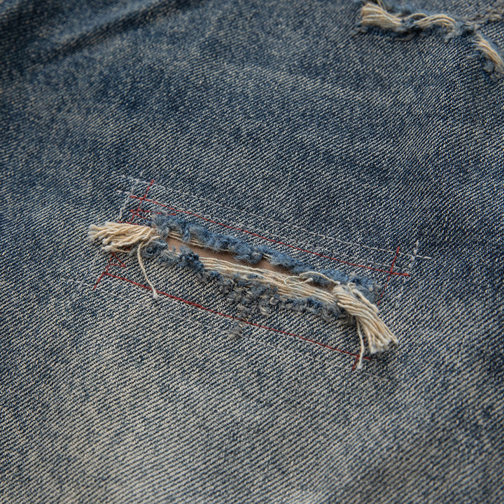 Damen Locker geschnittene Vintage-Denim-Jeans mit ausgefransten Details und verkürztem Bein Drune