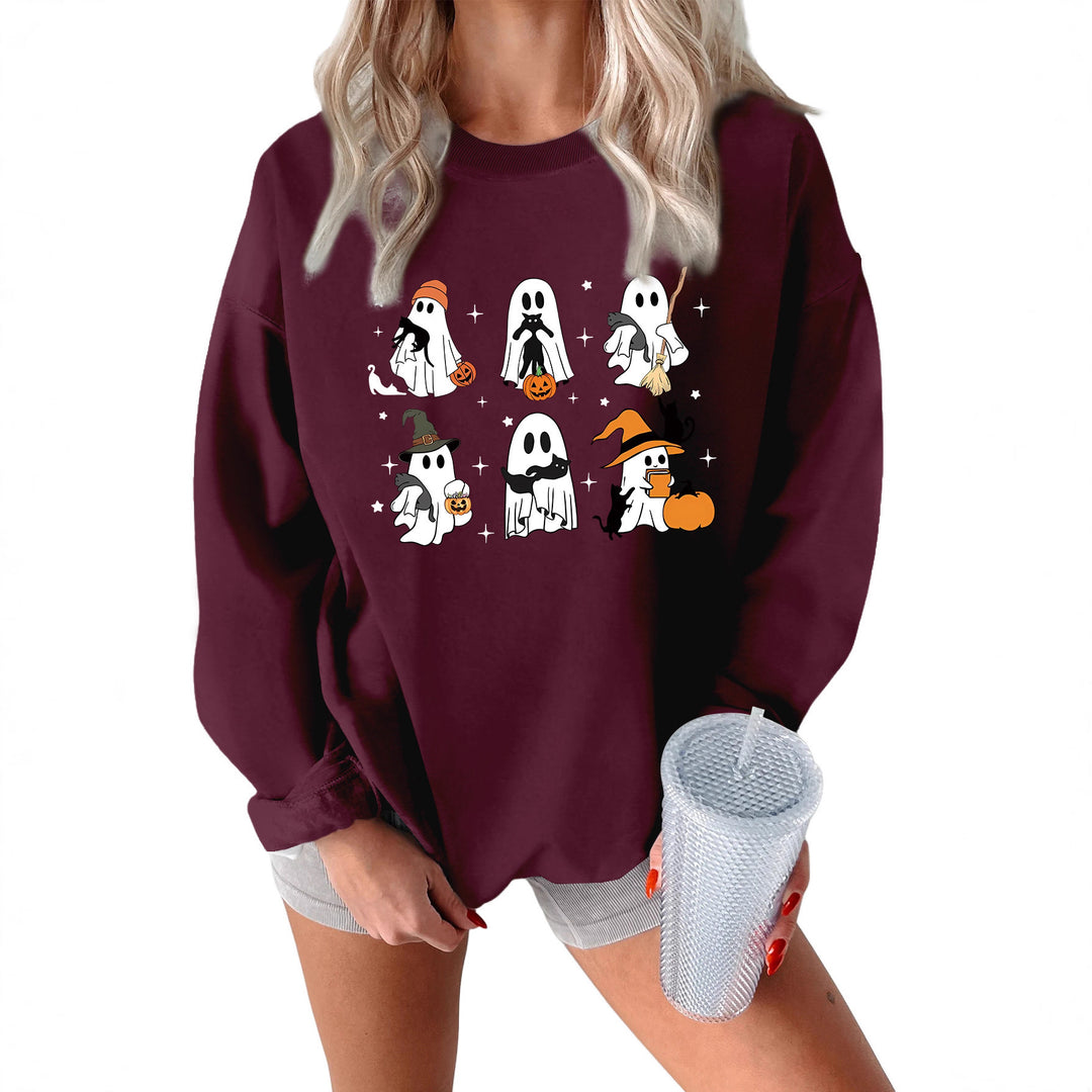 Damen Sweatshirt mit kreativem Gruselmotiv Drune