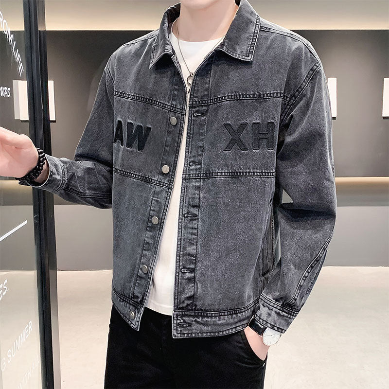 Herren Lässige Denimjacke mit modischen Applikationen Drune