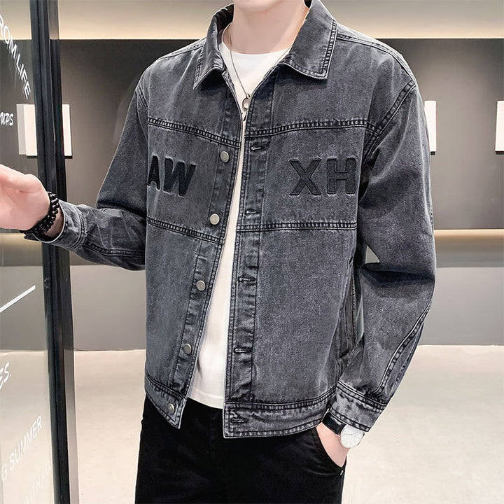 Herren Lässige Denimjacke mit modischen Applikationen Drune