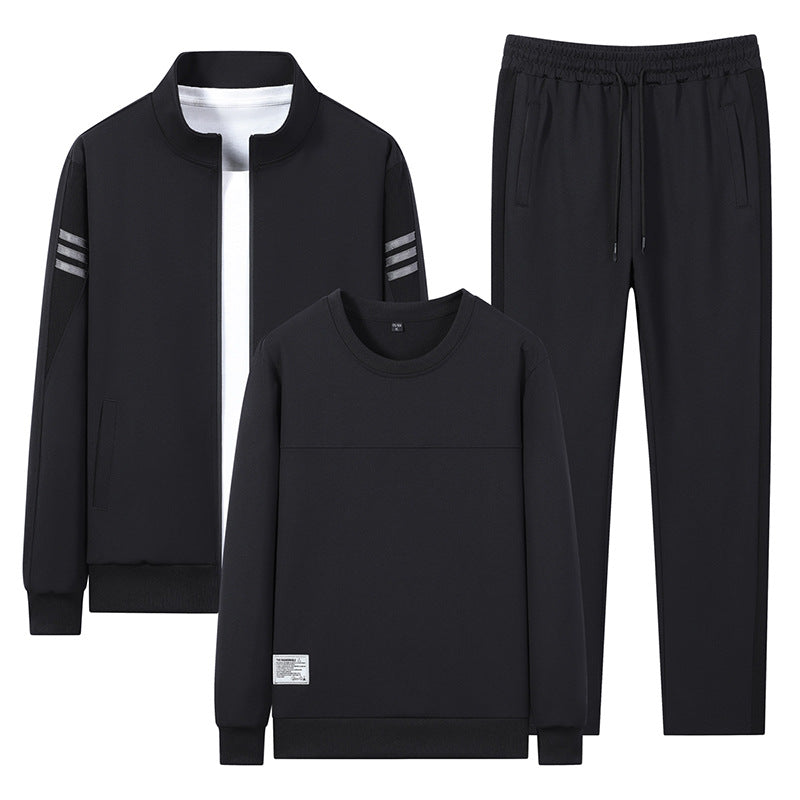 Herren lässiges Trainingsset mit Reißverschluss-Bomber, Rundhals-Sweatshirt und elastischer Jogginghose Drune