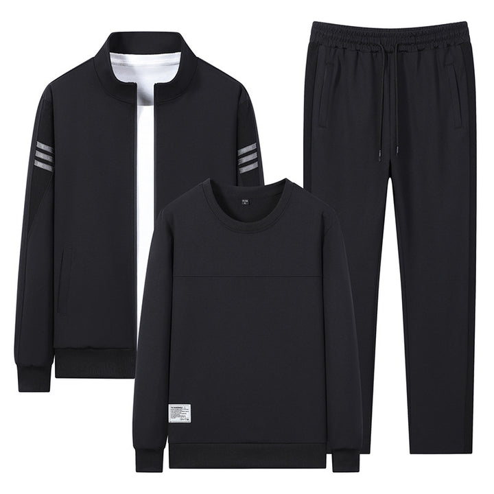 Herren lässiges Trainingsset mit Reißverschluss-Bomber, Rundhals-Sweatshirt und elastischer Jogginghose Drune