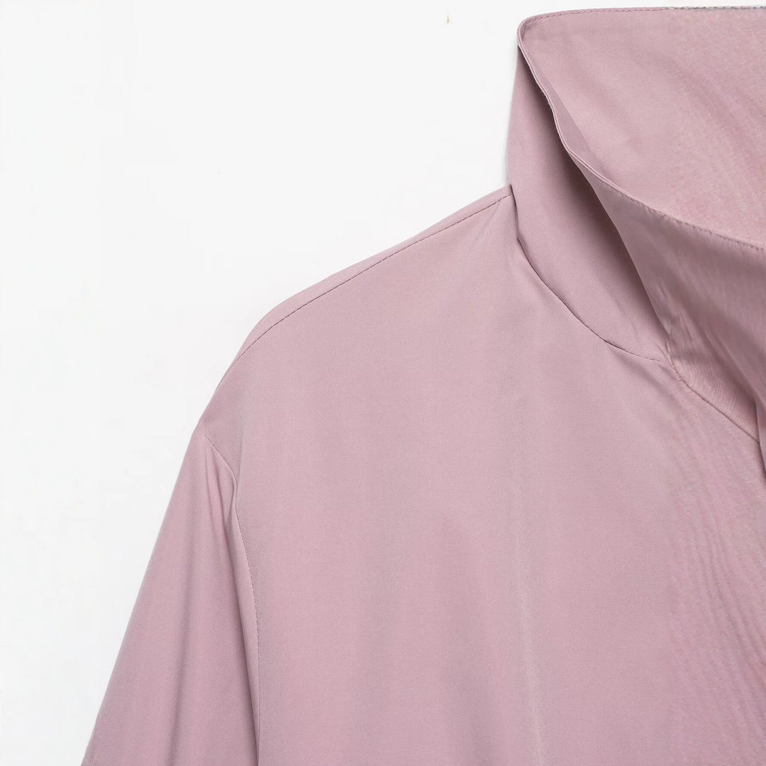 Damen Cropped-Boxy-Übergangsjacke mit hohem Funnelkragen und elastischem Saum Drune