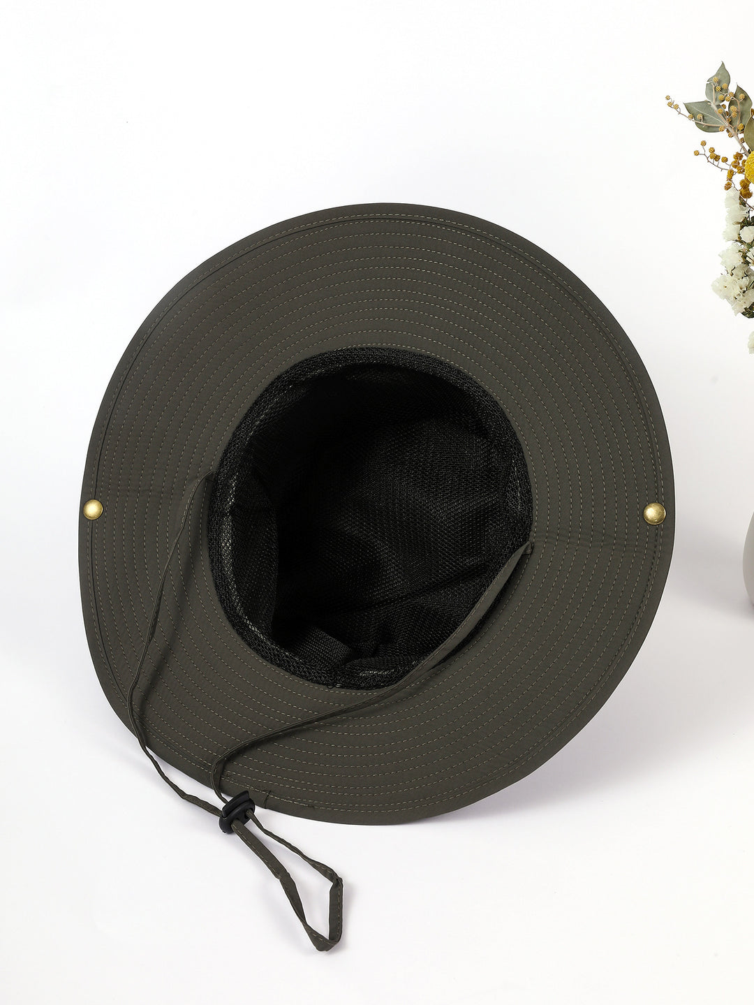 Damen Sonnenhut mit breiter Krempe und integriertem Nackenband Drune