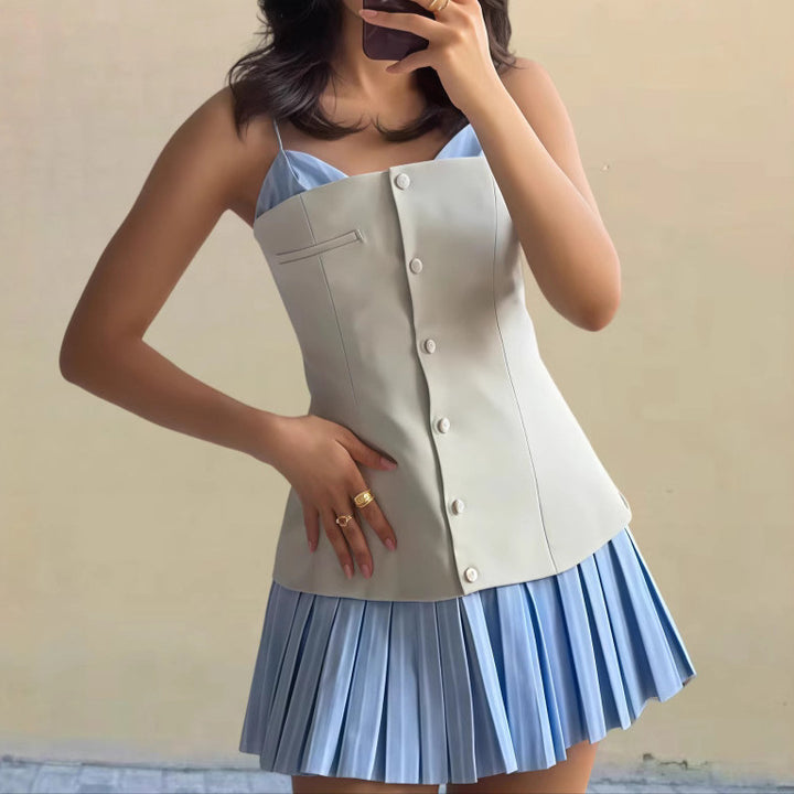 Damen Fließendes Kurzkleid mit Rüschendetails Drune