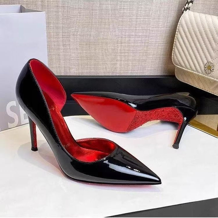 Damen Elegante Lack-Pumps mit spitz zulaufender Silhouette und Stiletto-Absatz Drune