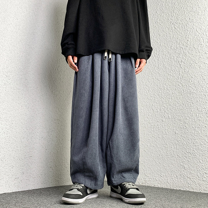Unisex Extraweit geschnittene Cord-Loungehose mit Tunnelzug und elastischen Bündchen Drune