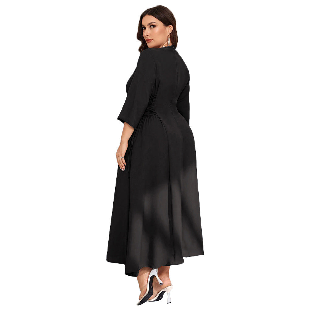 Damen Midi-Kleid mit schickem Quadrat-Ausschnitt und eleganten Rüschendetails Drune