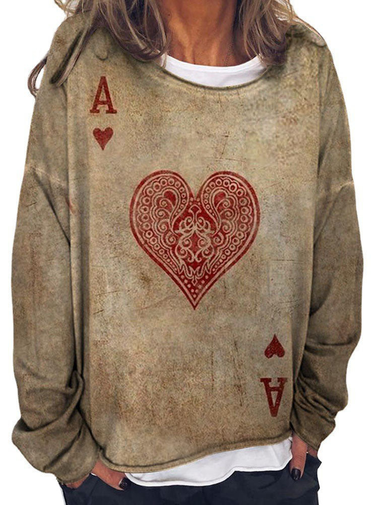 Damen Langärmeliges Oversize-Sweatshirt mit abstraktem Aquarell-Mosaikprint Drune