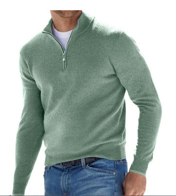 Herren Feiner Strickpullover mit kurzem Reißverschluss und Troyerkragen Drune