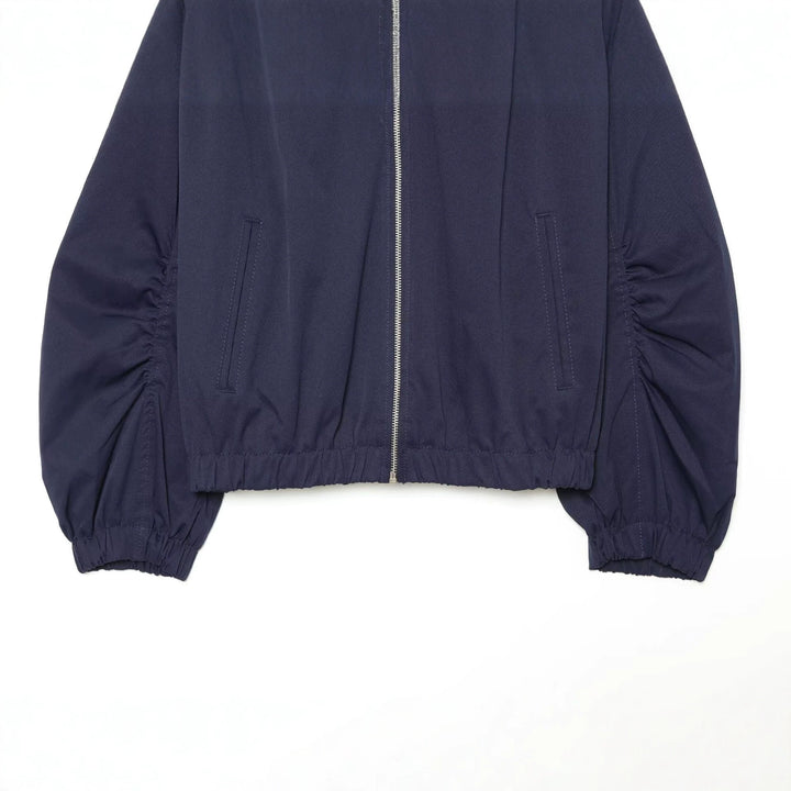 Damen Cropped Bomberjacke mit gerafften Ärmeln und hohem Funnelkragen Drune