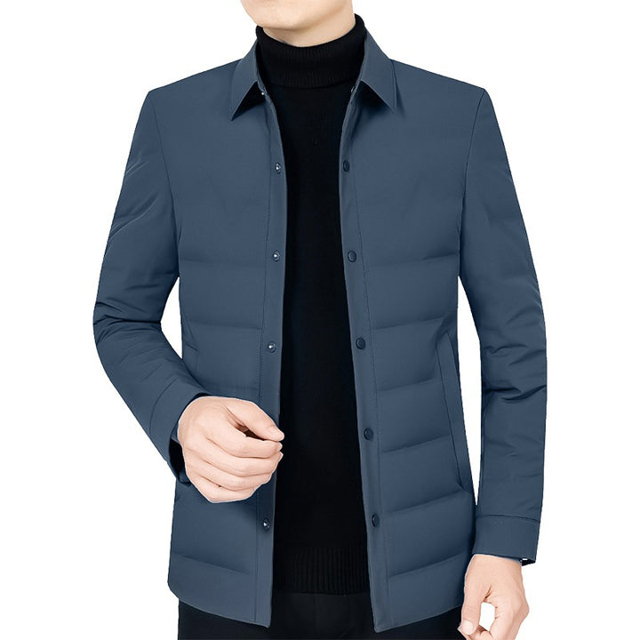 Herren Ultraleichte gesteppte Hemdjacke mit Hemdkragen und Druckknopfleiste Drune