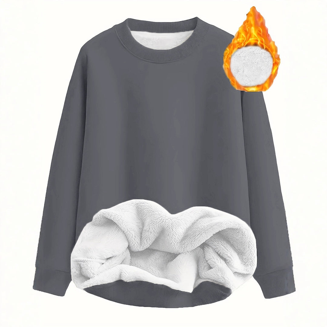 Damen Kuscheliger Fleece-Pullover mit weichem Innenfutter und elastischem Bund Drune