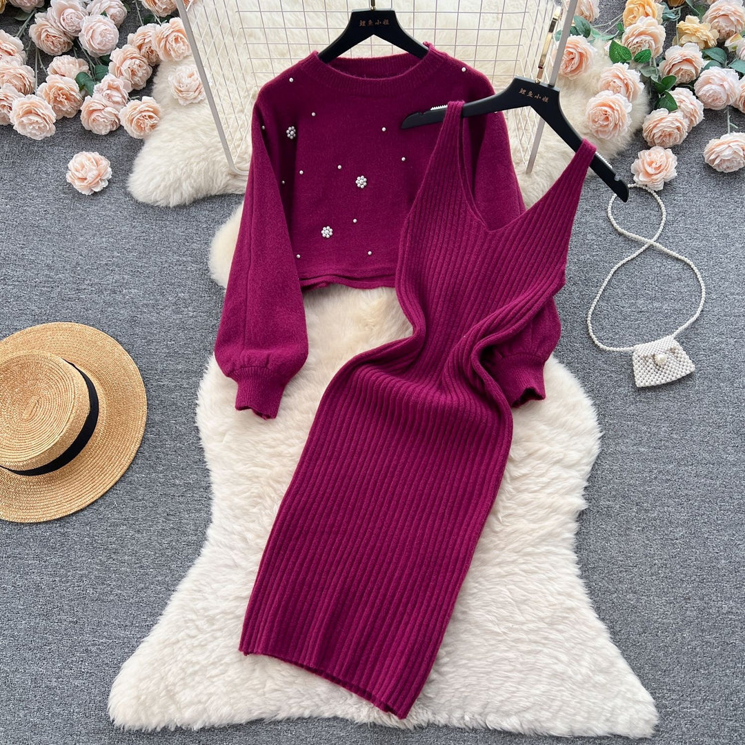 Damen Strickkleid mit elegantem V-Ausschnitt Drune