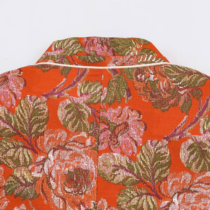 Damen Kurzblazer im Brokat‑Jacquard mit Stehkragen und Paspelkante Drune