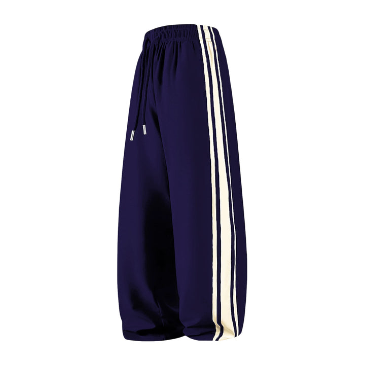 Damen Weite Trackpants mit Tunnelzugbund und seitlichen Kontraststreifen Drune