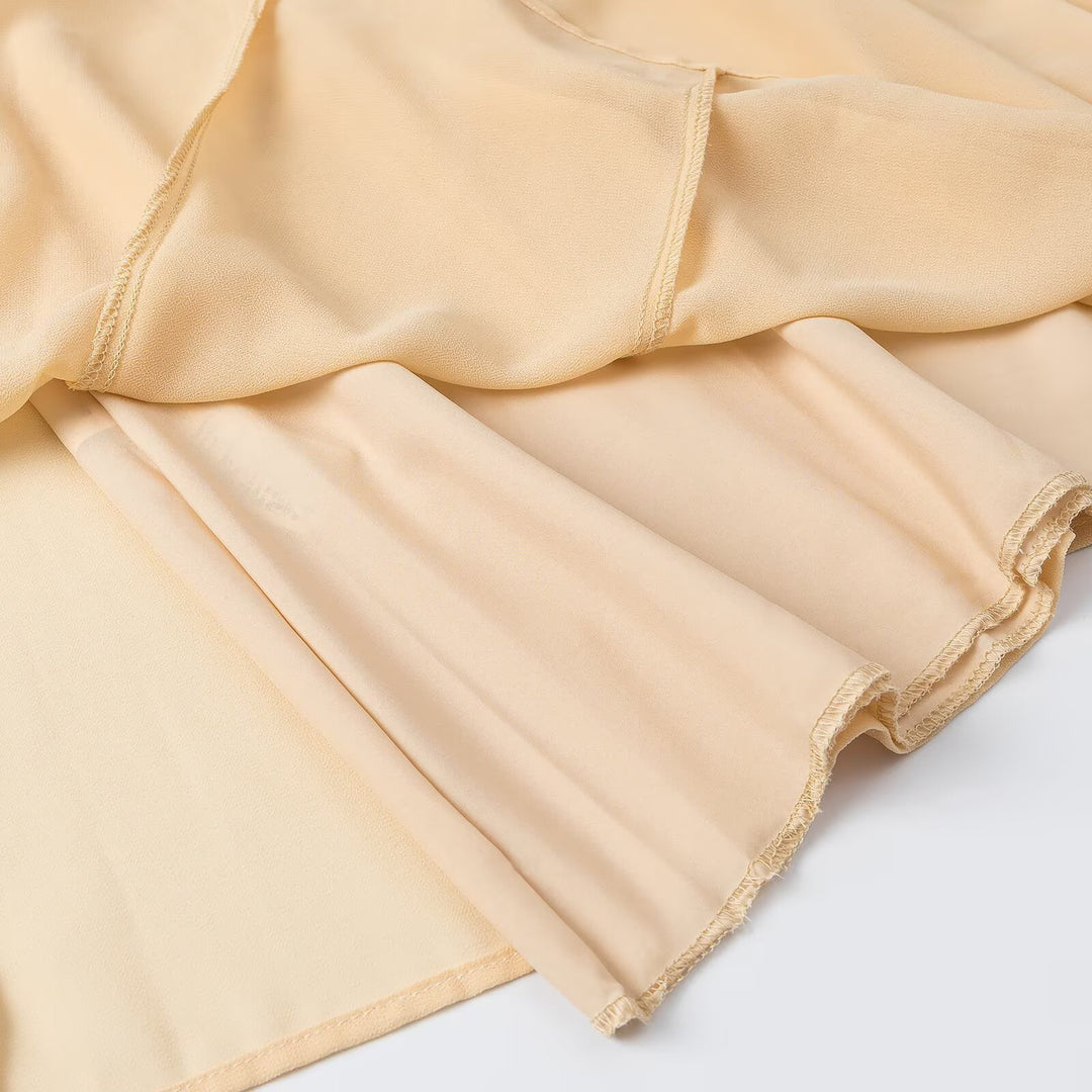 Damen Langer Plissierter Chiffon‑Maxirock mit hoher Taille und Einsatzbahnen Drune