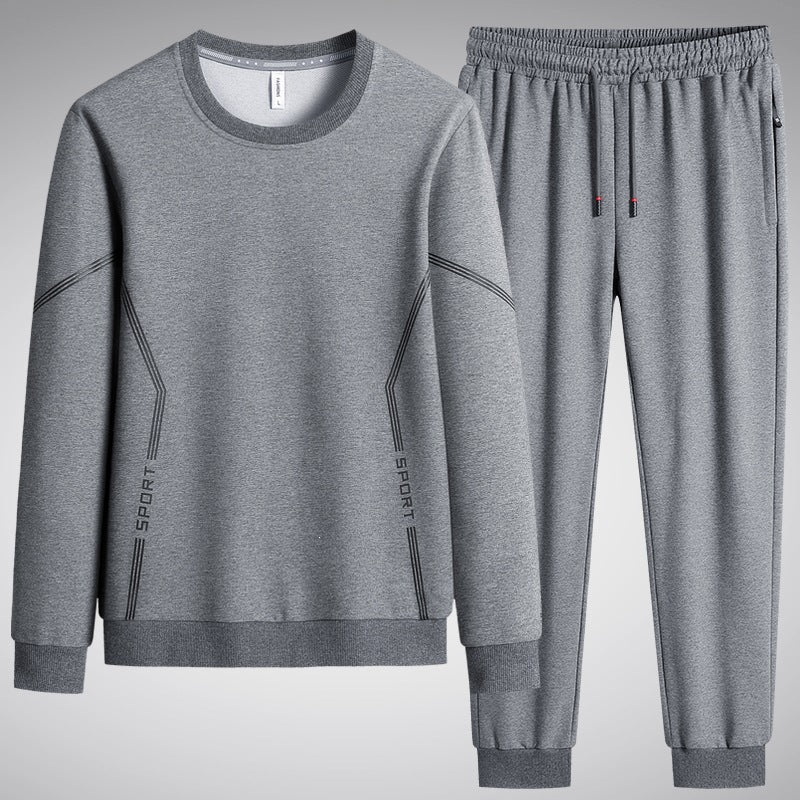 Herren Sportliches Freizeit-Jogginganzug-Set aus atmungsaktivem Funktionsfleece mit Rundhalsausschnitt & Kordelbund Drune