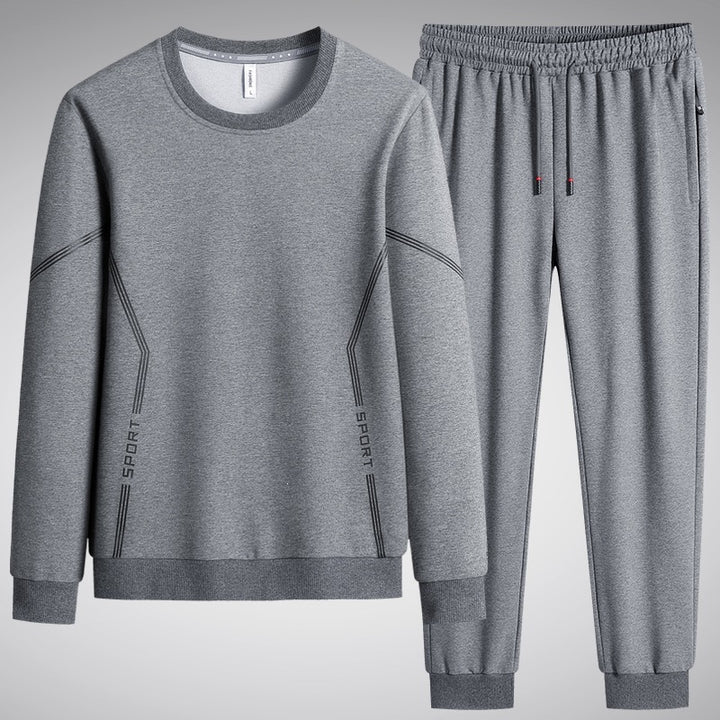 Herren Sportliches Freizeit-Jogginganzug-Set aus atmungsaktivem Funktionsfleece mit Rundhalsausschnitt & Kordelbund Drune