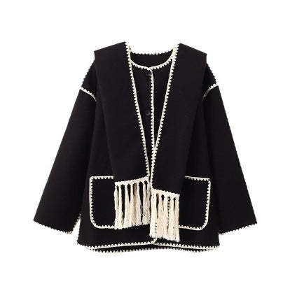 Damen Fransenjacke mit eleganter Saumverzierung Drune