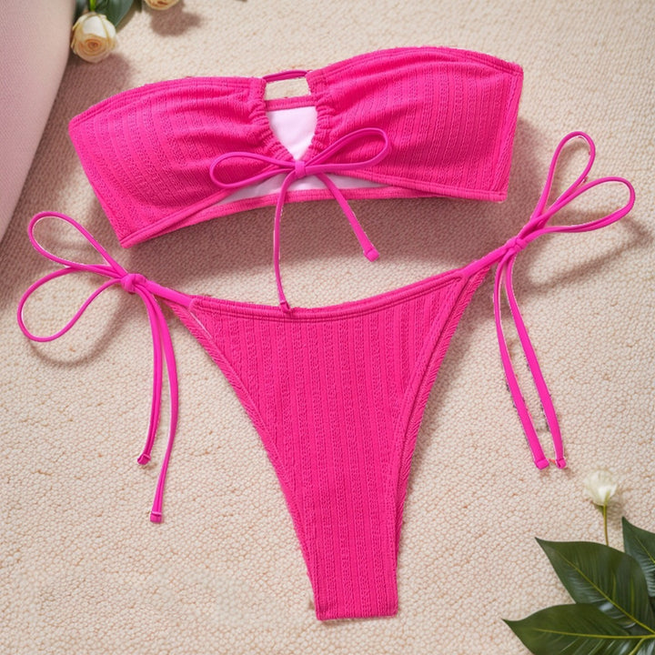 Damen Bandeau-Bikini mit Raffung Drune