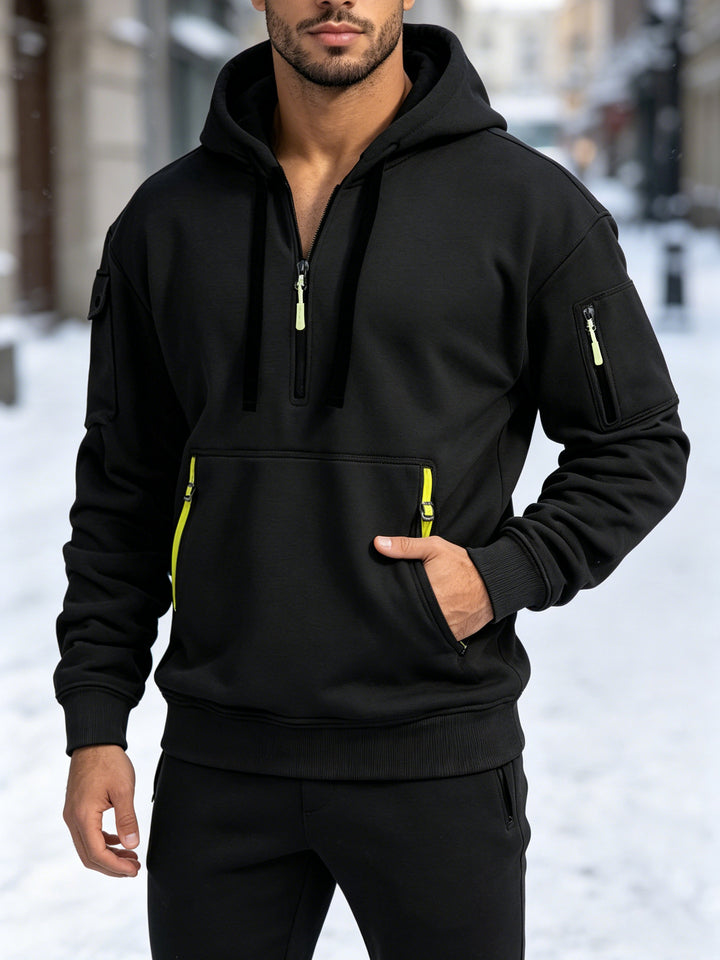 Herren Sportliche Kapuzenjacke mit seitlichen Reißverschlusstaschen Drune