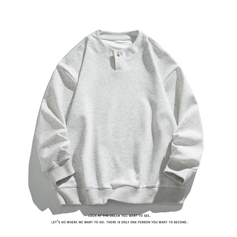 Unisex Oversize-Henley-Sweatshirt mit Druckknopf am Kragen Drune
