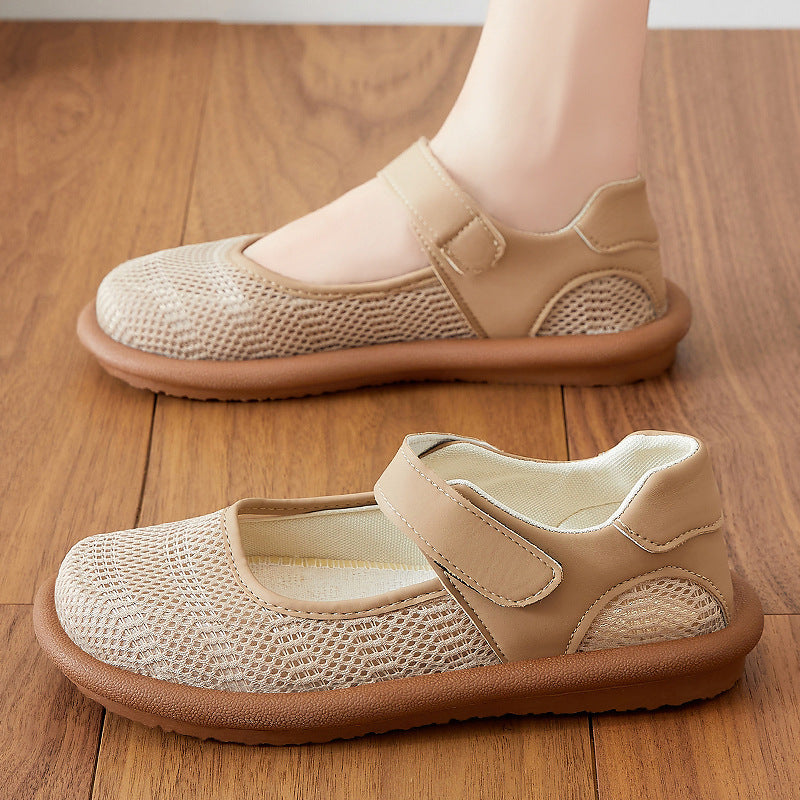 Damen Klettverschluss Atmungsaktive Mary Jane Schuhe Drune