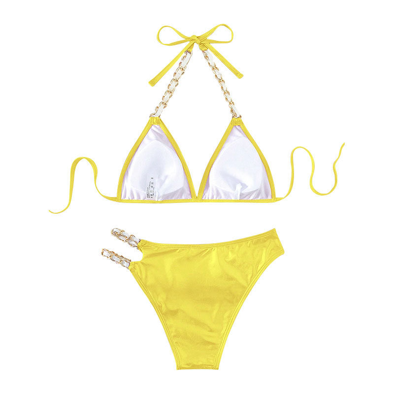 Damen Triangel-Bikini mit glamourösen Kettenakzenten Drune