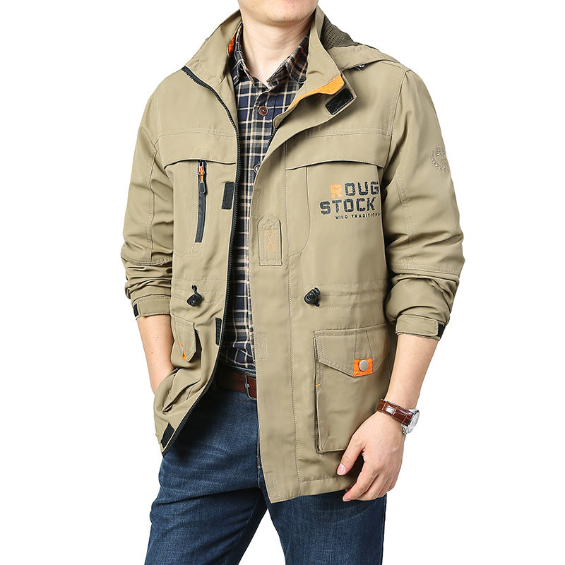 Herren Funktionsjacke mit verstellbarem Kapuzendesign Drune