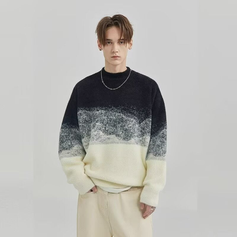 Herren Modischer Grobstrickpullover mit Farbverlauf Drune
