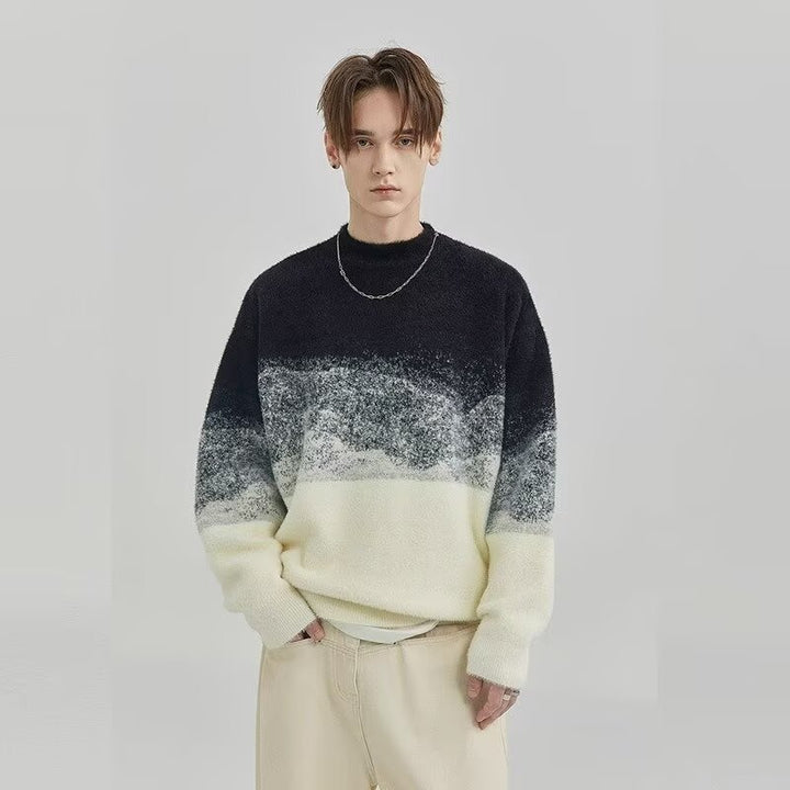Herren Modischer Grobstrickpullover mit Farbverlauf Drune