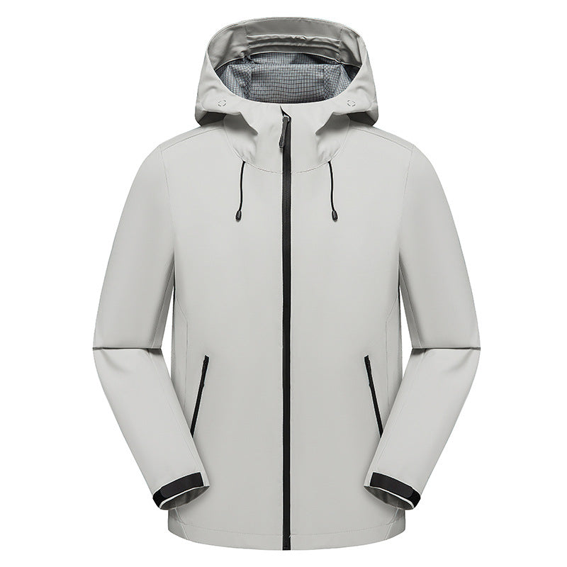 Herren Urbaner Softshell-Regenparka mit getapten Nähten, verstellbarer Kapuze und wasserdichtem Reißverschluss Drune