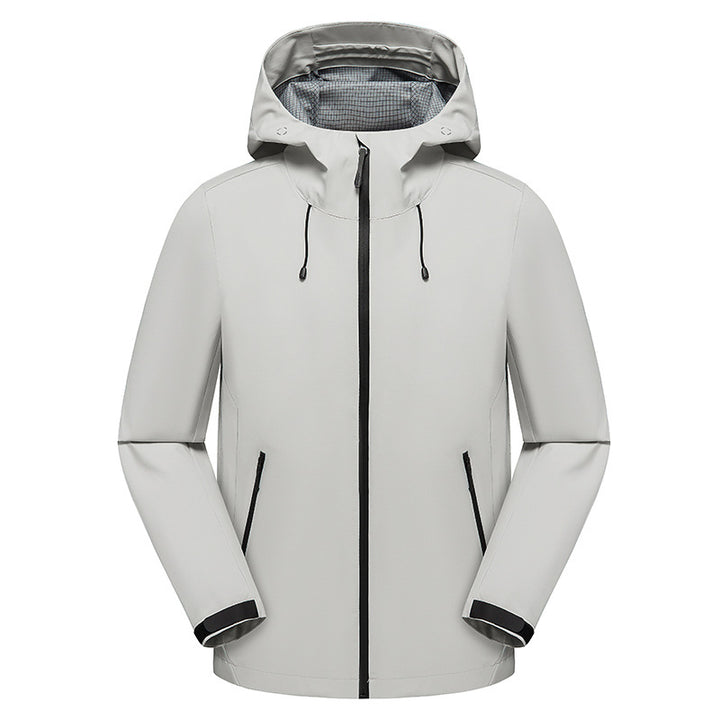 Herren Urbaner Softshell-Regenparka mit getapten Nähten, verstellbarer Kapuze und wasserdichtem Reißverschluss Drune