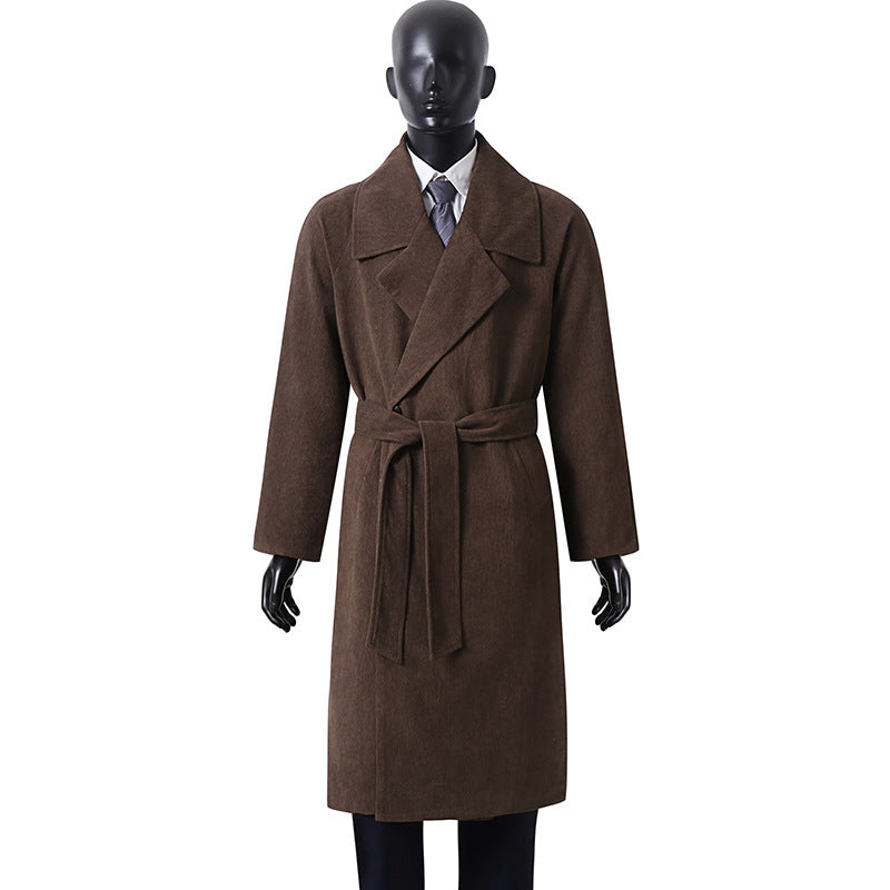 Damen Oversize-Mantel mit breitem Revers und Taillengürtel Drune