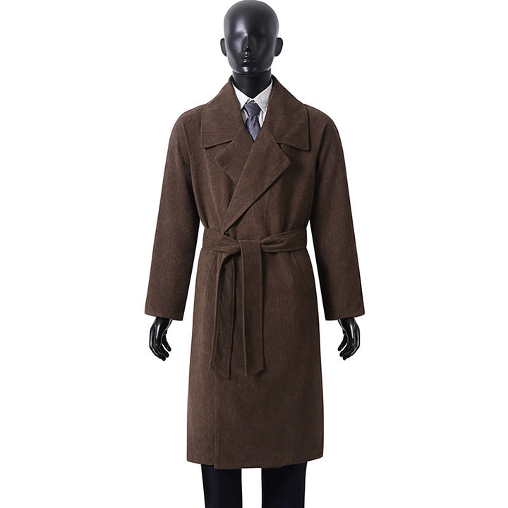 Damen Oversize-Mantel mit breitem Revers und Taillengürtel Drune