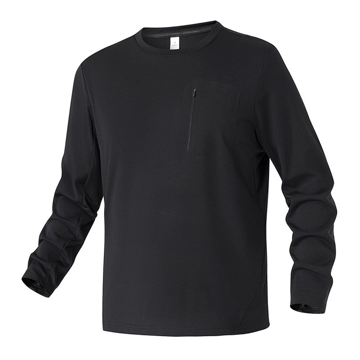 Herren Funktions-Langarmshirt mit Brust-Reißverschlusstasche und atmungsaktivem Performance-Jersey Drune