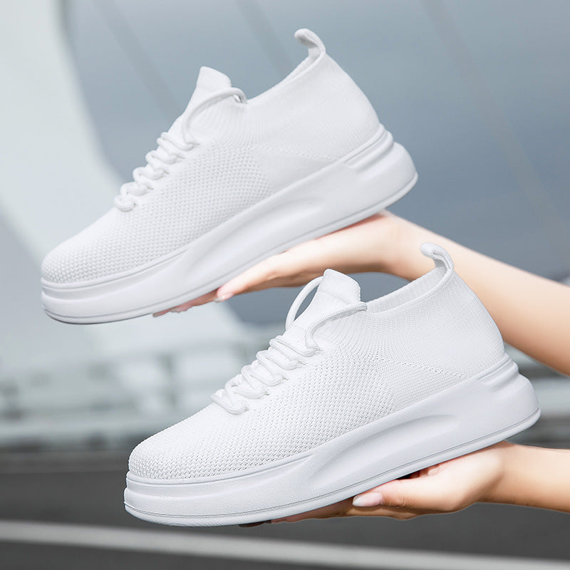 Damen nan elastischer Strick-Slip-on Sneaker mit viskoelastischer Fußbett-Einlage und dämpfender Plateau-Laufsohle Drune