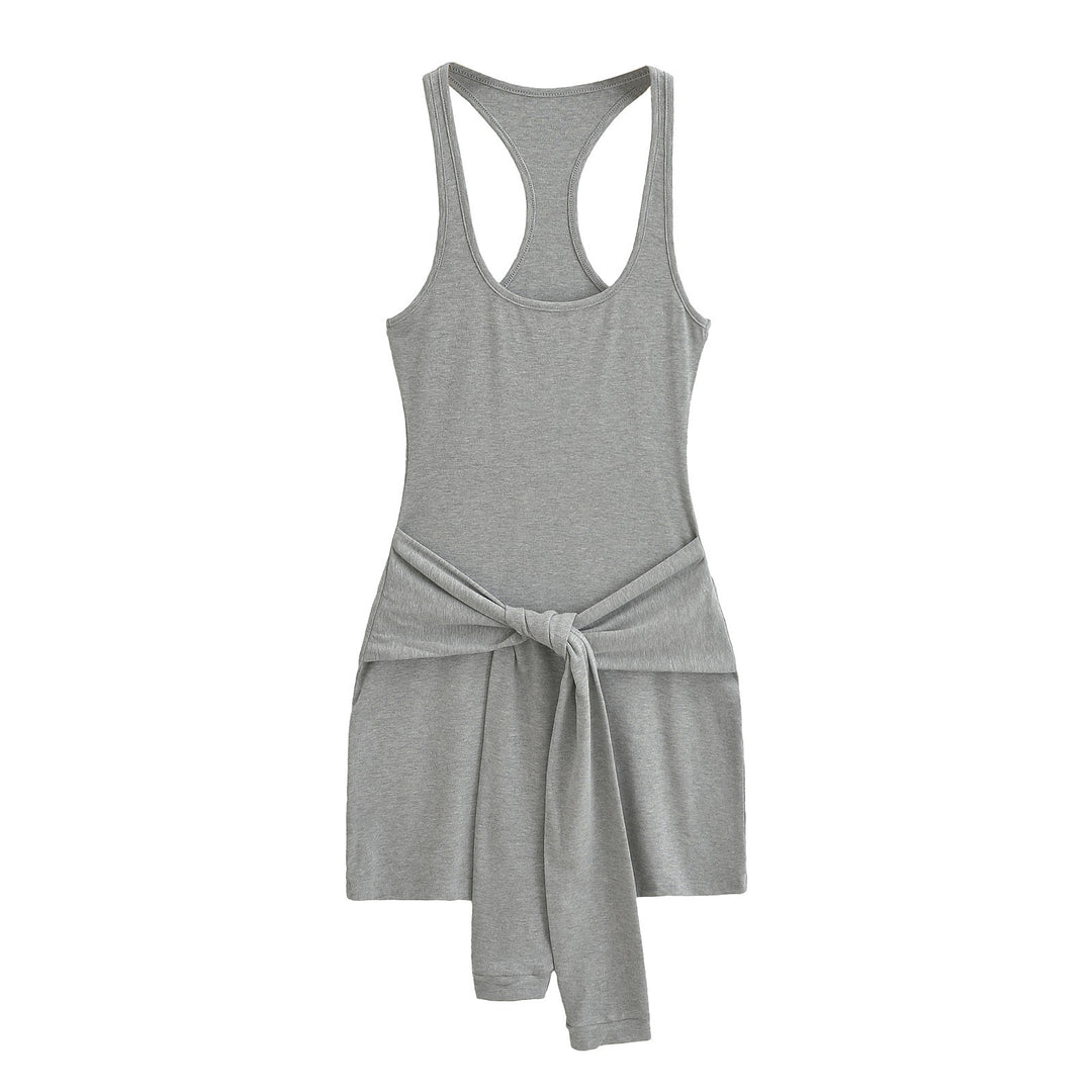 Damen lässiges Sommerkleid mit Knotendetail Drune